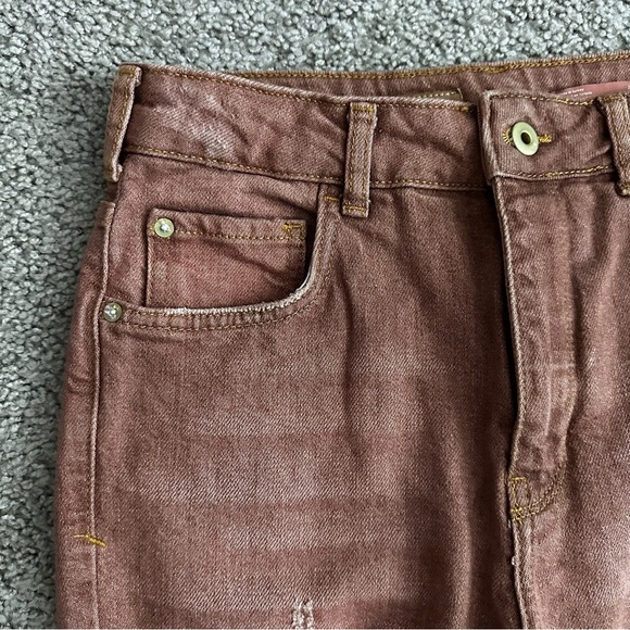 Pilcro The Vintage Straight Distressed Straight Fit Rust Red Womens 27 - Picture 4 of 15